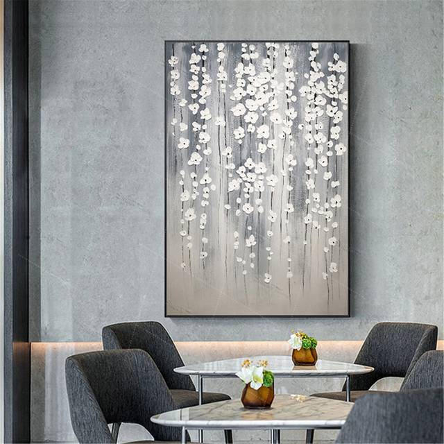 Oversized Silver Paintings Hallway Abstract Canvas Wall Art L4PKG wall art